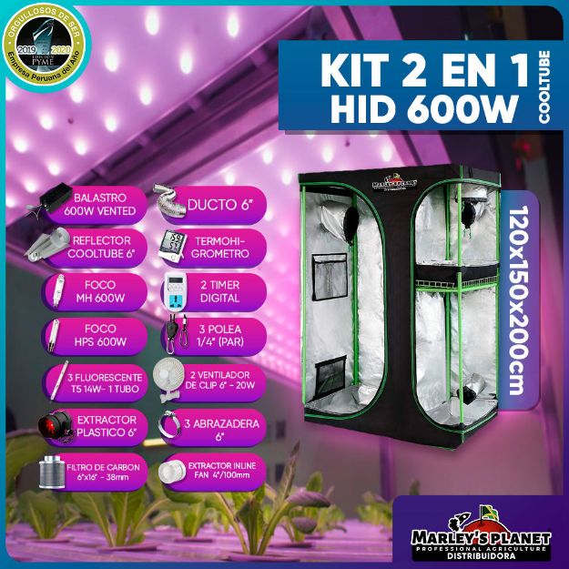 Imagen de KIT DE CULTIVO 2 EN 1 - HID 600w COOLTUBE