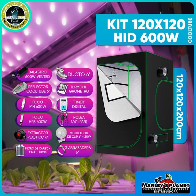 Imagen de KIT DE CULTIVO 120x120 - HID 600w COOLTUBE