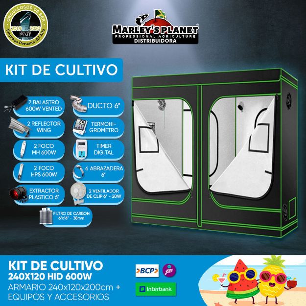 Imagen de KIT DE CULTIVO 120x240 - HID 600w