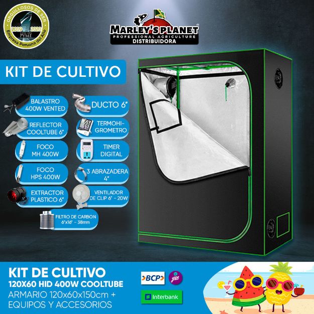 Imagen de KIT DE CULTIVO 120x60 - HID 400w COOLTUBE